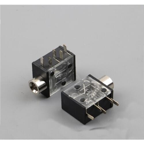 Transparent cover 3.5 headphone socket 5 foot pin no fixed foot 3.5MM power socket