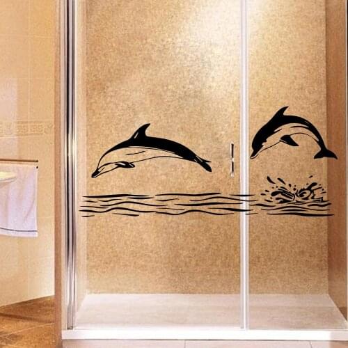 Retro Dolphin Wall Stickers Creative For kids room Decoration Living Room Bedroom showerroom Decor Wall Decal mural wall-sticker