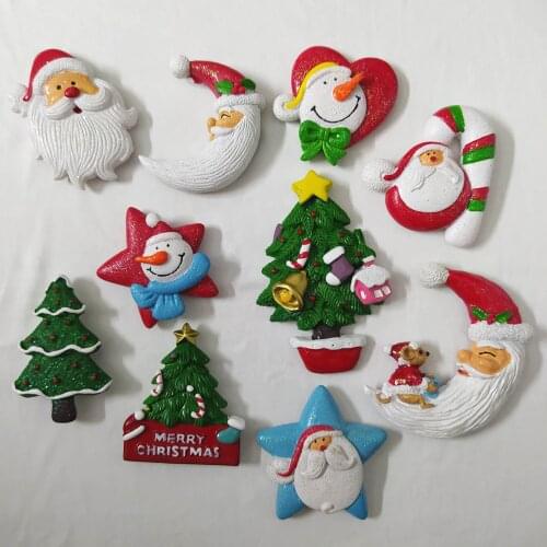 Christmas Decorations, Cute Cartoon Santa Claus Christmas Tree Refrigerator Magnet Stickers, Home Holiday Ornaments Props
