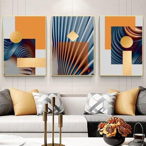 Modern Light Luxury Line Murals Simple Decoration Frameless Paintings Abstract Geometric Nordic Restaurant Wall Painting Core