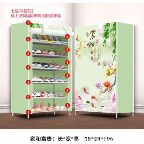 Shoe Rack Shoemaker Simple Multi-Layer Assembly 8-Storey Dormitory Household Dust-Proof Economic Single Row Non-Woven Shoe Cabin