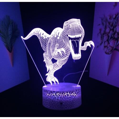 3D LED Lamp Dinosaur Series Frontal Tyrannosaurus Rex Mouth Acrylic Light Guide Plate Night Light for Home Bedroom Table Decor