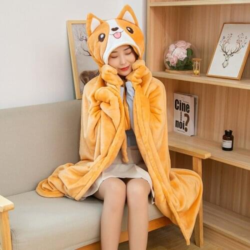 Lovely animal Chai dog koala warm cloak soft and comfortable blanket rabbit pig Cape home air conditioning blanket birthday gift