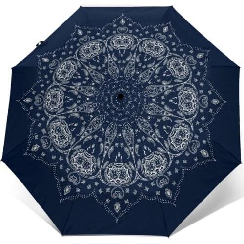 Wind Resistant Folding Automatic Umbrella Women Auto Paisley Mandala Ethnic Print Windproof Umbrellas Rain For Men Parasol