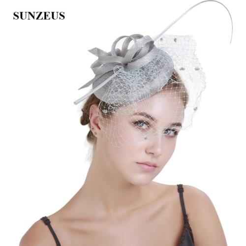 Fascinators Bridal Hat with Face Veil Graceful Wedding Hair Accessories Linen Flowers Womens Party Hats chapeu casamento SH56