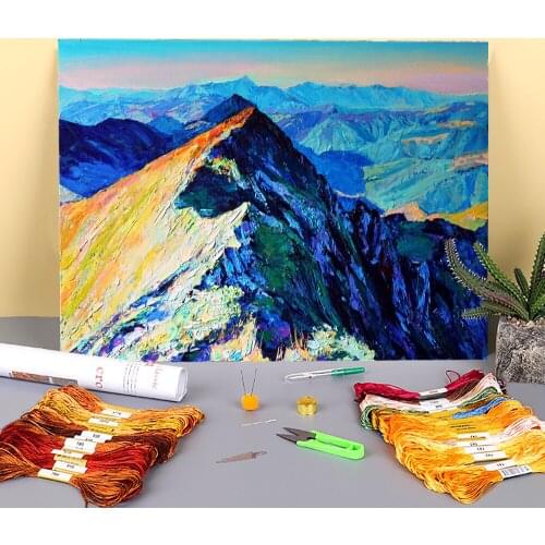 Landscape Marmaros Printed 11CT Cross Stitch DIY Embroidery Patterns DMC Threads Hobby Painting Sewing Handmade Floss