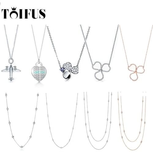 Tif 925 Silver Pendant Necklace Female Jewelry Exquisite Craftsmanship with Official Logo Wholesale