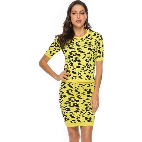 2021 New Spring Summer Fashion Women Dress O-Neck High Quality Ladies Slim Knitted Skirt