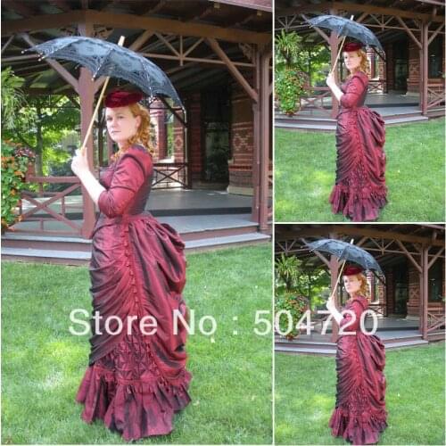 Custom-made1860s Red Civil War Southern Belle Ball Gown evening Dress/Victorian/Scarlett Lolita dress US6-26 V-325