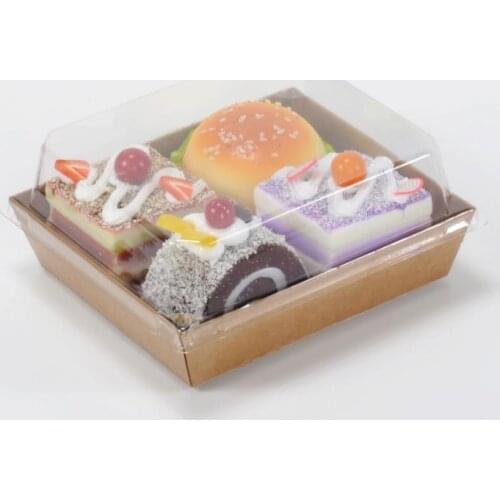 100pcs/lot Sandwich Box Salad Dessert Hotdog Cake Packaging Boxes with Transparent Lids Kraft Cardboard Paper Gift Box