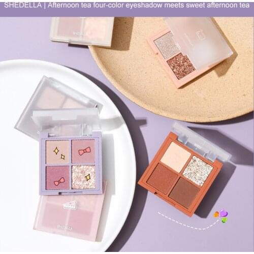 4 Colors Mini Eyeshadow Palette Matte Pearlescent Earth Shiny Eyeshadow Waterproof Easy Color Eye Makeup Cosmetics TSLM1