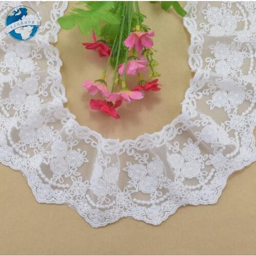 8cm Width Cotton Embroidery Lace Sewing Ribbon Guipure Trim Fabric Warp Knitting DIY Sewing Garment Accessories Doll Dress#3083