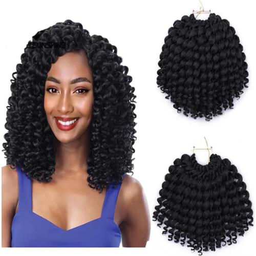 Aidaiya 8'' Jumpy Wand Curl Twist Crochet Braids Jamaican Bounce African Synthetic Ombre Braiding Hair for Women Black