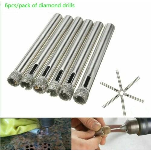 6pcs/packed diamond hole saw 6mm drill bit drilling tool hole saw ceramic tile glass slate marble electric drill