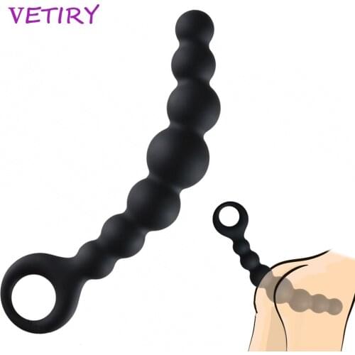 VETIRY Anal Plug Sex Toys for Man Women Couple Masturbation Flexible Silicone Long Anal Bead Butt Plug Waterproof No Vibrator