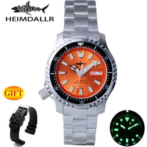 HEIMDALLR Automatic Mens Watch NH36 Men Mechanical Wristwatches Diver Watch 200M 316L Steel Sapphire Crystal 3C Luminous Dial