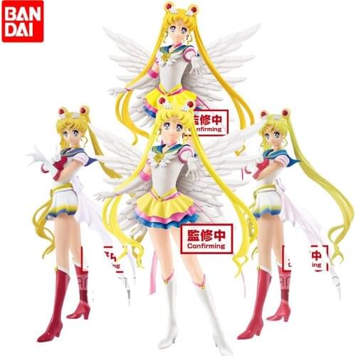 Bandai Qposket Sailor Moon Chibiusa Luna Cat Diana Tenoh Haruka Hino Rei Mizuno Ami Anime Action Figure Collect Model Kids Toys