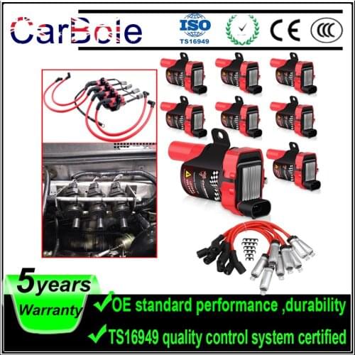 Carbole 8 Ignition Coils& 748UU Spark Wire For Chevy GMC 6L UF262 C1251 D585 E254P IC413