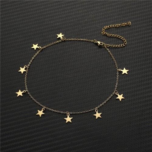 Non-fading Stainless Steel Star Gold Silver Color Necklace Women Choker Necklaces Pendants Femme Chain jewelry gifts