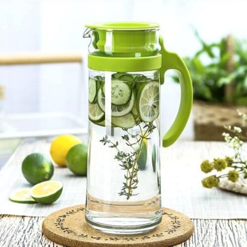 1265ml Summer Glass Household Drinking Kettle Large Capacity Juice Milk Water Bottle Hot-resistant With Lid Handle Brief Teapot