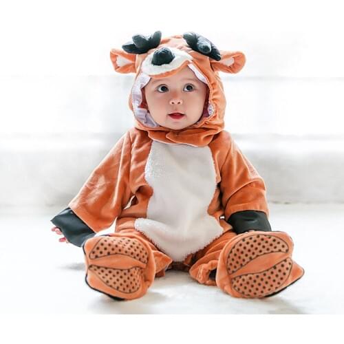Animal Baby Clothing Festival Cosplay Children Reindeer Animal Costume Holiday Halloween Purim Fashion Baby Kids Rompers