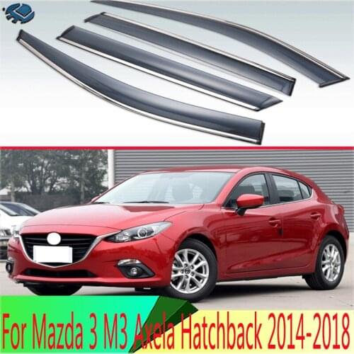For Mazda 3 M3 Axela Hatchback 2014 2015 2016 2017 2018 Plastic Exterior Visor Vent Shades Window Sun Rain Guard Deflector