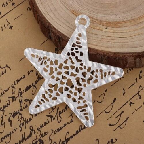 DoreenBeads Zinc Based Alloy DIY Pendant Pentagram Star Matt Filigree Fashion Components 76mm(3") x 71mm(2 6/8"), 1 Piece