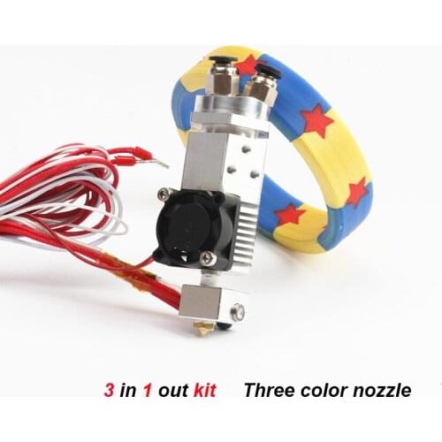 3D printer extruder hot end three in one out, 3 in 1 out three color printing head single nozzle color changing function