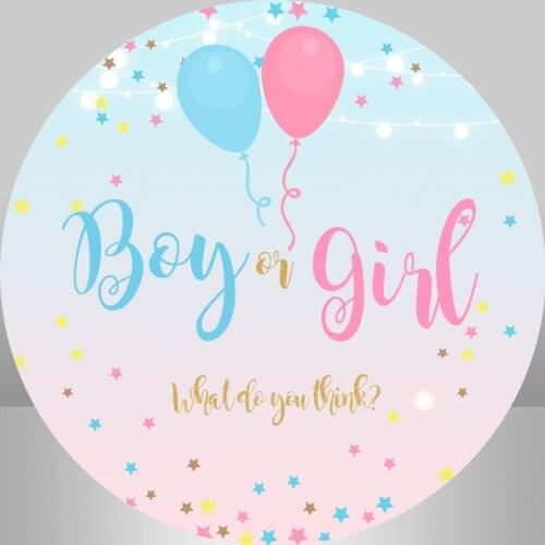 Boy or Girl Circle Round Backdrop Custom Bokeh Star Balloons Gender Reveal Party Photography Background Decoration Supply