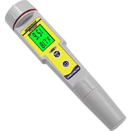 PH Meter PH/Temperature Meter Digital with ATC Water Quality Monitor Tester for Pools, Drinking Water, Aquariums