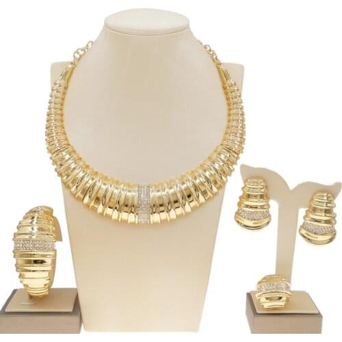 Yulaili Wholesale Fashion 18K Italian Gold Jewelry Set Luxury Wedding Gift Bridal Party Womens Top High Quality Jewellery Sets