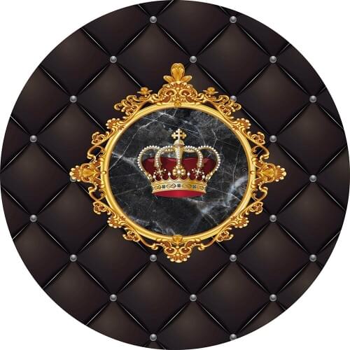 Round circle background baby shower birthday backdrop brown royal crown prince Party decor table Covers YY-581