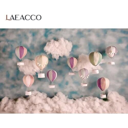 Laeacco Dreamy Wonderland Cotton Hot Air Balloons Baby Newborn Photozone Poster Photographic Background Photo Backdrop Photocall