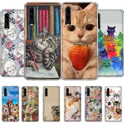 Cat Cute Personality fashion Phone Case For Huawei Honor Y 5 6 7 8 9 10 20 LITE A X S Pro NO/Finger Cover Coque soft Silicone TP