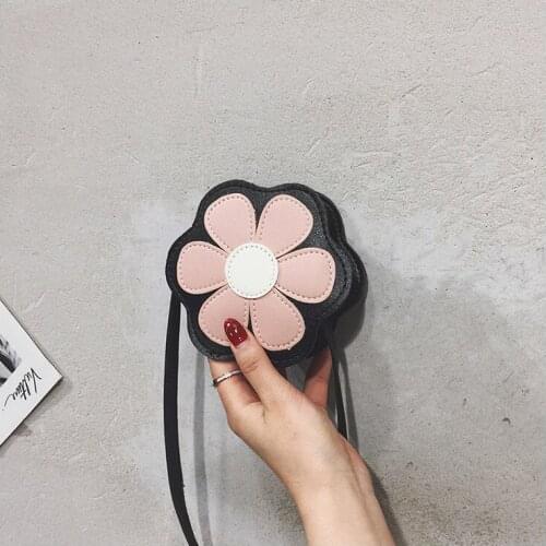 Womens Sunflower Fashion Shoulder Bag Mini Coin Purse Little Girls PU Leather Round Wallet Female Small Casual Crossbody Bags