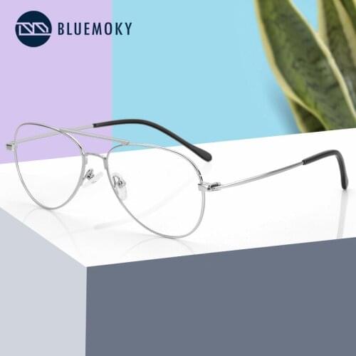 BLUEMOKY Aviation Optical Glasses Frame Men Pilot Myopia Prescription Eyeglasses Male Korea Style Ultra Light Metal Spectacles