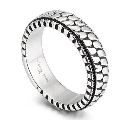 Men Stainless Steel Lattice Ring Silver Color Index Finger Accessory Party Jewelry Gifts