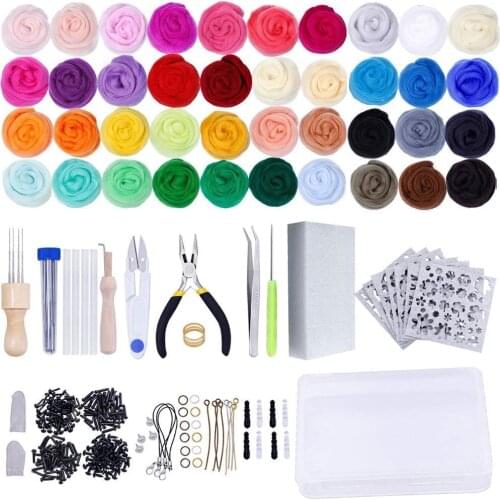 40/25/10 Colors Set Needle Felting Kit Wool Roving Needle Felting Starter Kit Wool Felt Tools with Felting Tool Instruction