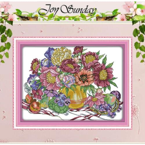 Flowers And Fruit (2) Patterns Counted Cross Stitch 11CT 14CT Cross Stitch Set Wholesale Cross-stitch Kit Embroidery Needlework