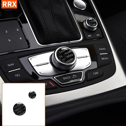 For A6 S6 C7 A7 S7 4G8 2012-2018 Carbon Fiber Sticker Multimedia Adjustment Button Cover Interior Styling Car Accessories