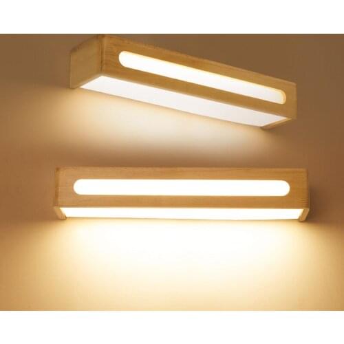 Nordic mirror headlights solid wood dressing table makeup lamp bedroom wall lamp cabinet light bathroom bathroom headlight