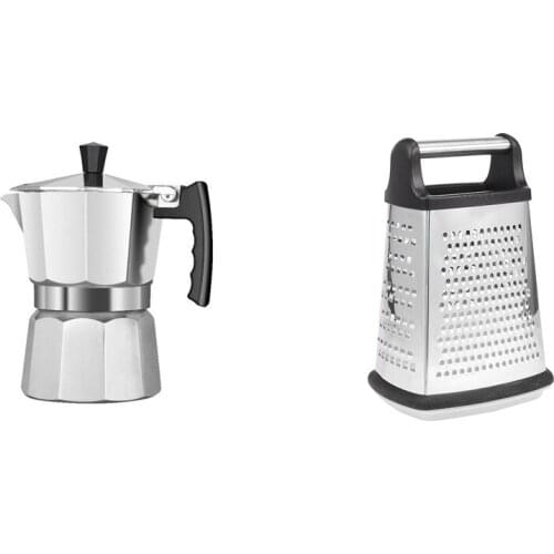 New Latte Mocha Coffee Maker Italian Moka Espresso Cafeteira Percolator Pot 150Ml Silver & Spring Chef Box Grater
