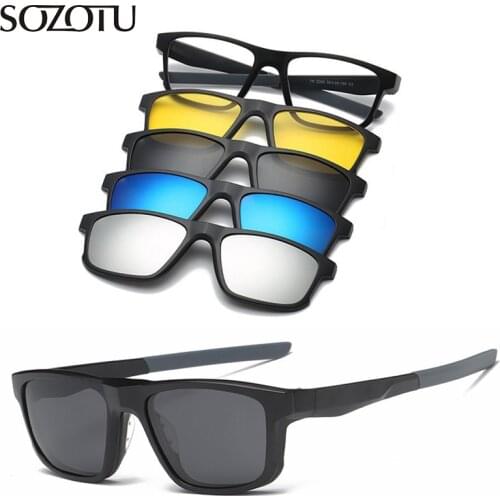 Optical Eyeglasses Frame Men Women With 4 Clip On Magnets Polarized Sunglasses Computer Glasses Spectacle Frame For Male YQ333