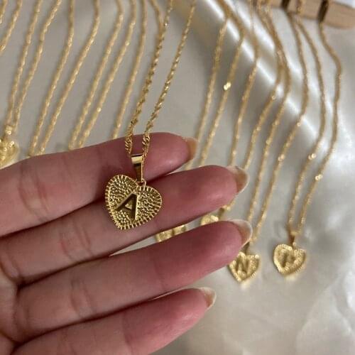 Gold Color Initial Necklace Charm A-Z Alphabet English Letter Pendant Necklaces For Women Gothic Boho Jewelry Christmas Gifts