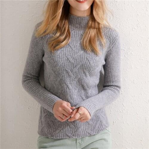 100% Pure Wool New Style Pullover Womens Half-high Cashmere Sweater Slim Warm Sweater Coat Free Shipping Autumn and Winter