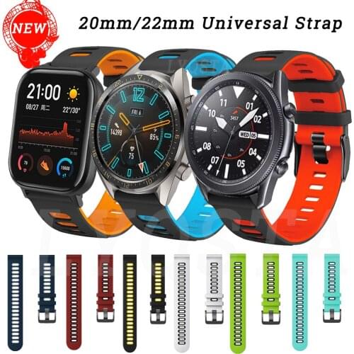 Silicone 22 20mm Band Strap For Samsung Galaxy Watch Active 2 40/44mm/3 41 45mm Smartwatch Wristband For Huawei GT 2 42 47mm/GTR