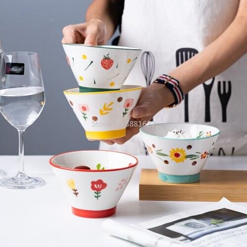 Handpainted Underglaze Japanese Ceramic Bowl Small Bowl Tall Bowl Small Rice Bowl Small Soup Bowl Breakfast Creative Small Fresh