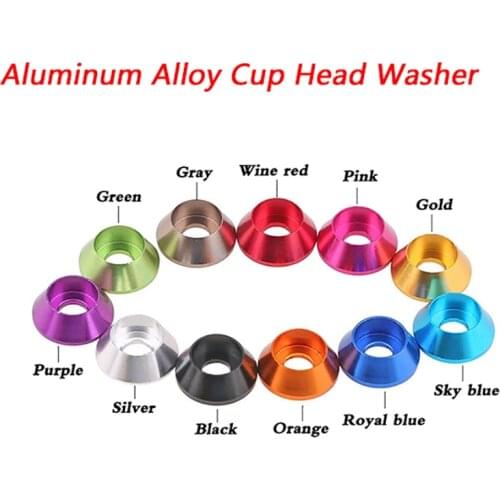 5/10/20/50PCS Multiple Colour Cup Head Washers M2 M2.5 M3 M4 Aluminum Alloy Gasket For Screws Bolts
