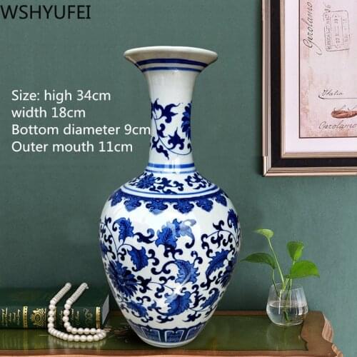 Jingdezhen blue and white porcelain vases delicate and smooth texture antique crafts living room home decoration WSHYUFEI