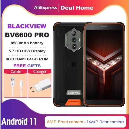 Blackview BV6600 Pro 5.7" Dual 4G Rugged Smart Phone Thermal Imaging 16MP Camera Android 11 4GB+64GB 8580mAh Global Smartphone
